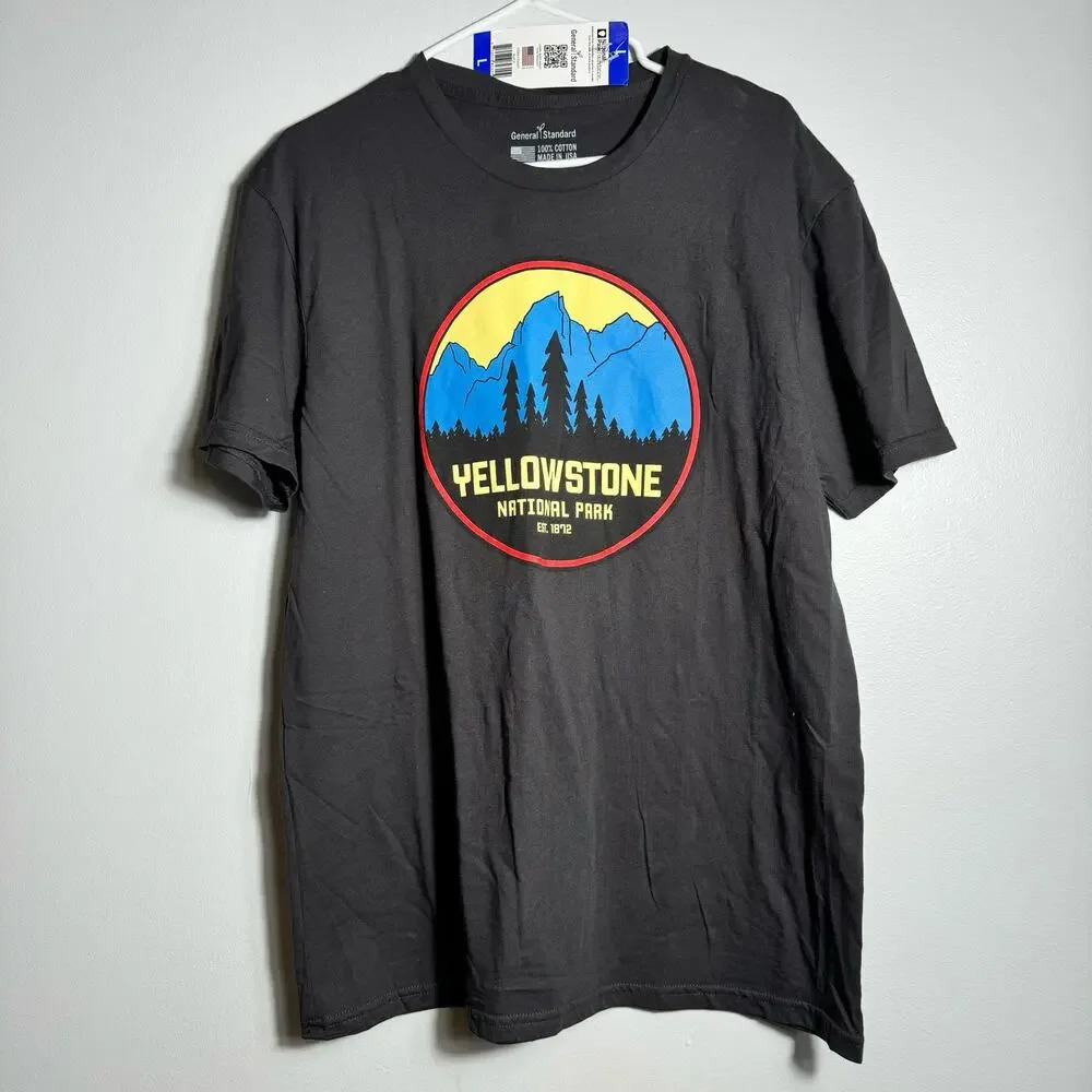 General Standard Yellowstone National Park Men's T-Shirt‎ Gray Size L